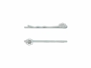 Bobby Pin w/Lace Crystal - White 1.75"