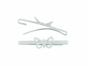 2" Bar Butterfly Barrette White