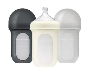 Grey 8 oz. Silicone Pouch Bottle 3 Pack