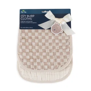 Itzy Burp Cloths - Tan Checkered