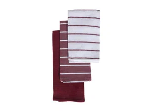 3 pc Burgundy Striped Towel Set DWSO