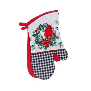 2 Pc Oven Mitts - Cardinal Wreath