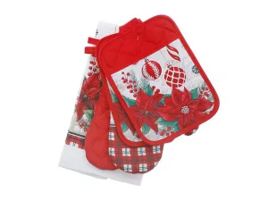 5 pc Kitchen Set (Pointsettia w/ Ornaments)