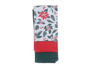 Kithchen Towel (Set of 3 pcs) (Mistletoe Pointsettia)