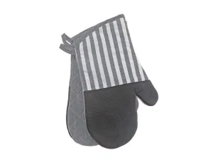 Stripe & Neoprene 2 pc Oven Mitt (Grey)
