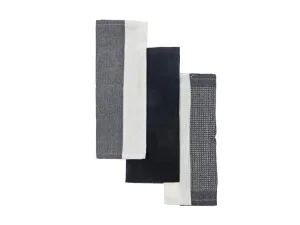 Dish Towel Set of 3 Block Print Black & Grey