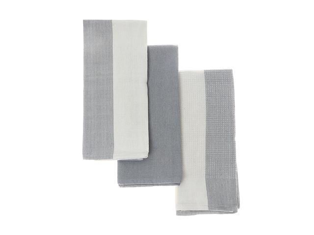 Kitchen Towel Set of 3 Block Print Drizzle