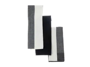 Kitchen Towel Set of 3 Block Print Black