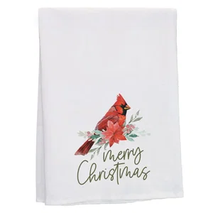 Merry Christmas Cardinal Tea Towel