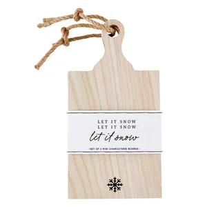 Mini Paulownia Wood Boards - Let It Snow - Set of 2