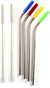 Stainless Steel Straws 8" with Silicone End