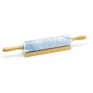 Rolling Pin White Marble 10" with Base