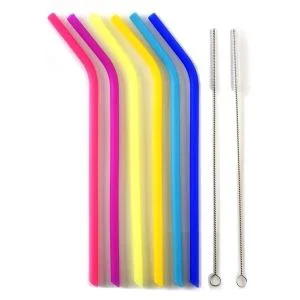 Straws Angled Silicone 9.5" 6pc