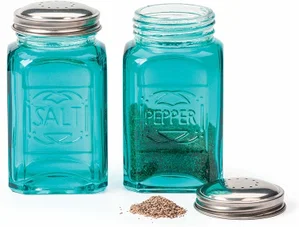 Retro Salt and Pepper Shakers, Turquoise