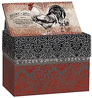 Cardinal Rooster - Recipe Card Box  -Small