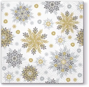 Napkin Luncheon - Silver/Gold Snowflake