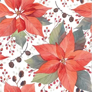 Napkin Luncheon - Poinsetta & Berries