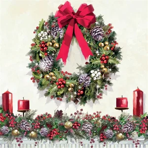 Napkin Cocktail - Bow On Wreath