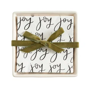 Ceramic Napkin Tray + Napkins - Joy