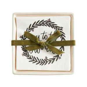 Ceramic Napkin Tray + Napkins - Joy To The World