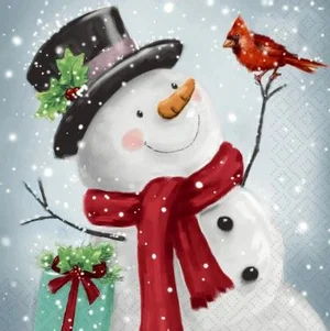 Napkin - Cardinal Snowman