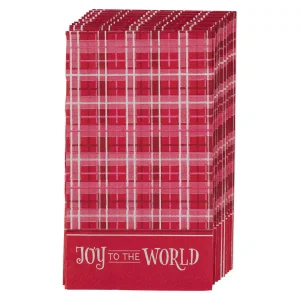 Dinner Napkin Paper 12pc Joy to the World Plaid