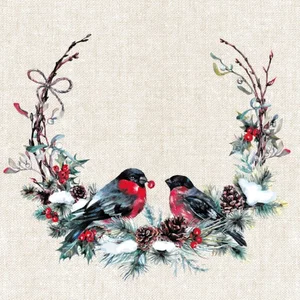 Birds in Wreath Luncheon Napkin