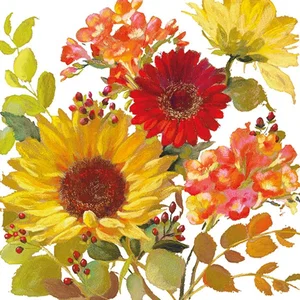 Napkin Luncheon Sunny Flowers Cream