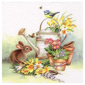 Napkin Luncheon Bunny w/ Watering Can