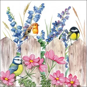 Napkins Luncheon Birds On Fence
