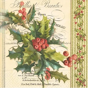 Napkin Luncheon Christmas Holly