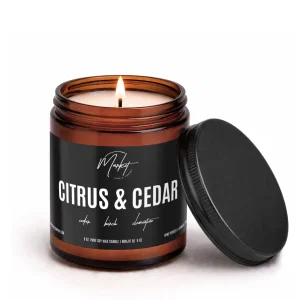 8 oz. Amber Jar- Citrus & Cedar Candle