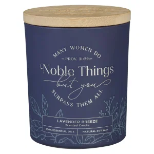 Glass Candle w/Bamboo Lid Purple Noble Things Prov. 31:29