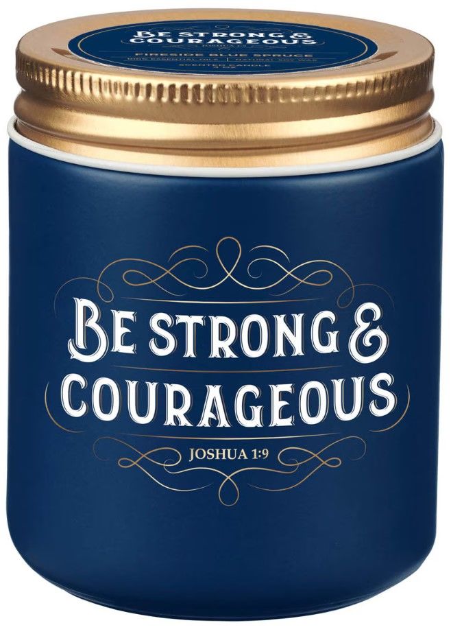 Glass Candle w/Screw Top Lid Navy Strong & Courageous Josh. 1:9