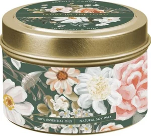 Tin Candle Floral Green Trust in the Lord Prov. 3:5