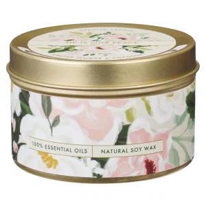Tin Candle Floral White Our Peace Eph. 2:14