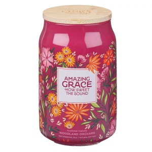 Glass Candle w/ Bamboo Lid Amazing Grace