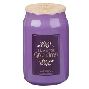 Glass Candle w/ Bamboo Lid I Love You, Grandma