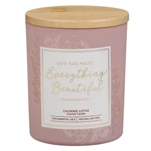 Glass Candle w/Bamboo Lid Pink Everything Beautiful Ecc. 3:11