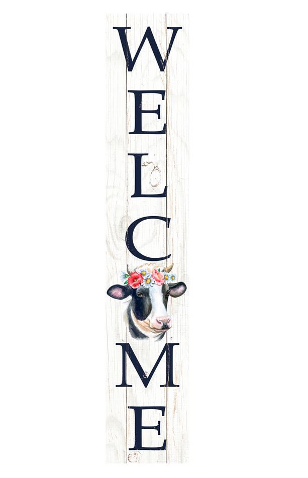 Porch Sign Cow Welcome 8x43