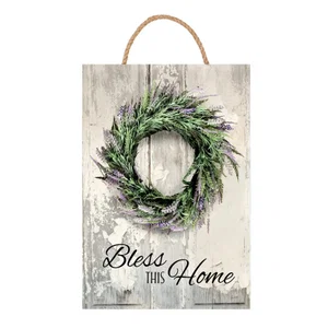 Wood-N-Rope Sign Bless This Home - Lavender 7x10