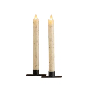 Set/ 2 - 9.5" Moving Flame Cream Taper Candle