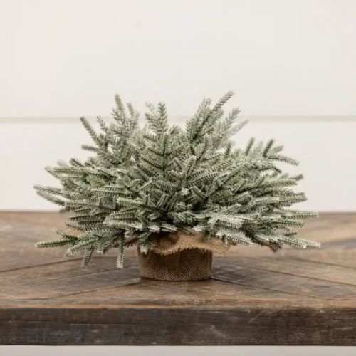 Image of Snowy Pine Tablepiece w/ Burlap Base