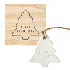 Face to Face Ceramic Ornament - Tree - Merry Christmas