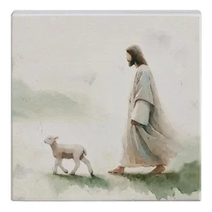 Jesus Walking Lamb - Small Talk Square