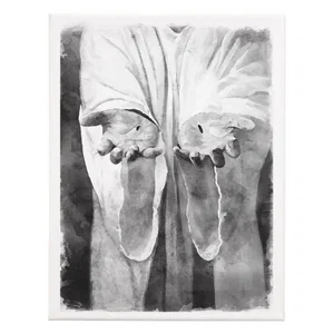 B&W Jesus Hands - Wrapped Canvas