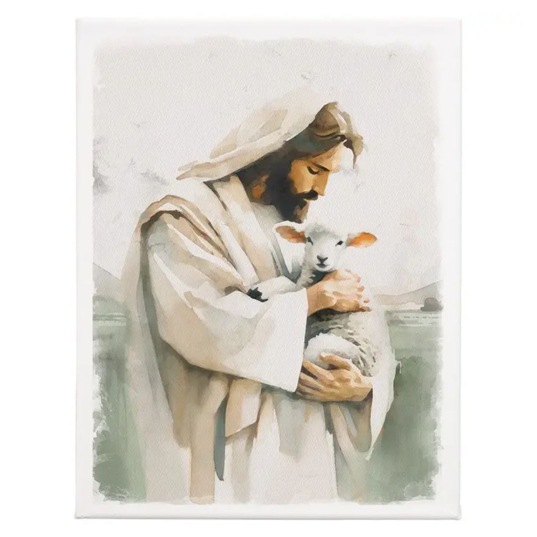 Jesus Holding Lamb - Wrapped Canvas