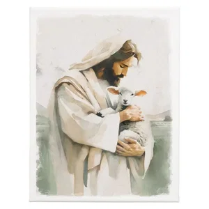 Jesus Holding Lamb - Wrapped Canvas
