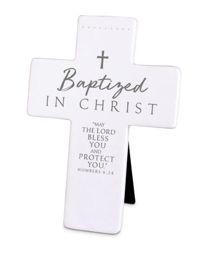 Image of Tabletop Cross Baptized In Christ Resin