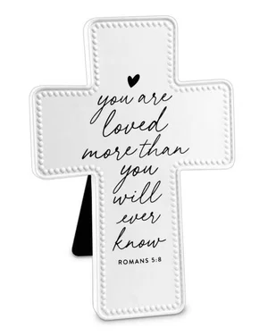 Tabletop Cross You Are Loved White